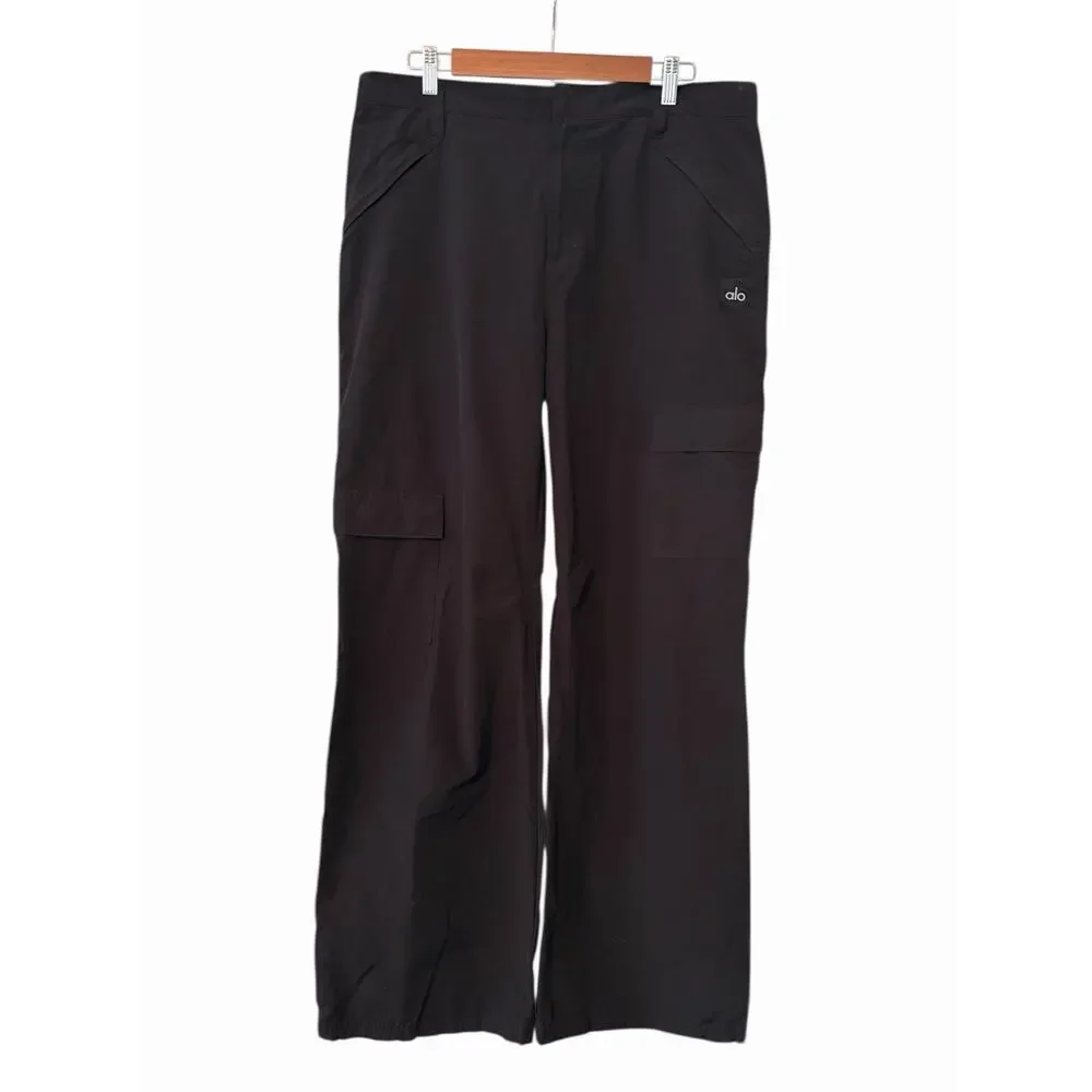 ALO YOGA All That Trouser Cargo Pant •L• Black Wide Leg Street Wear - Picture 6 of 15